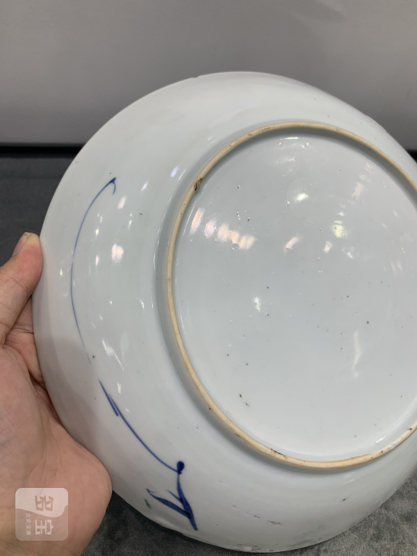 清康熙青花加彩花鸟纹盘 - 图6